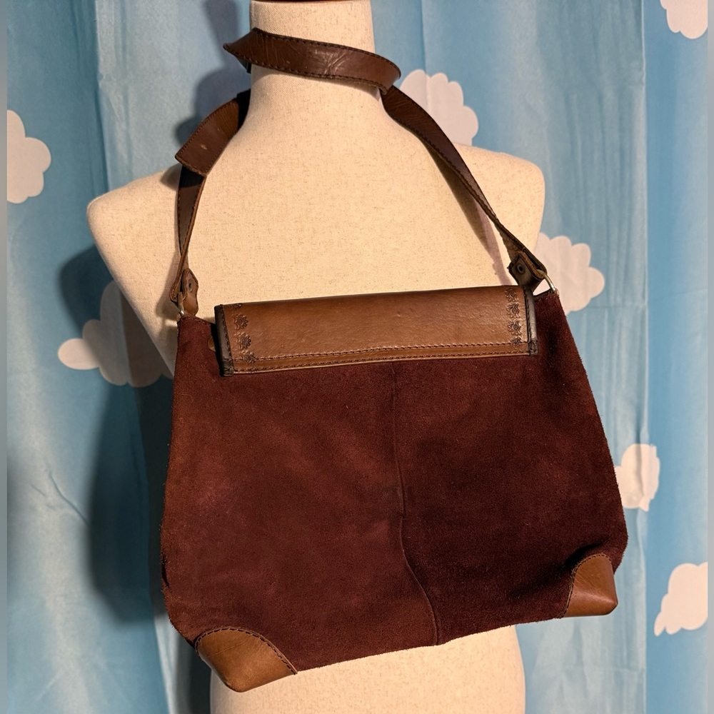 Vintage Brown Suede & Multicolor Boho Crossbody Bag - Picture 3 of 8